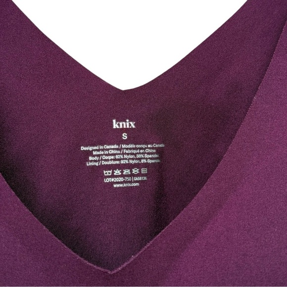 KNIX LuxeLift Shapewear Tank Top Size Small Plum Purple V-Neck Built in Bra - Picture 4 of 8